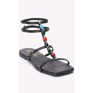 Matisse Verona Ankle Strap Beaded Sandal Black Size 10 NWB $75